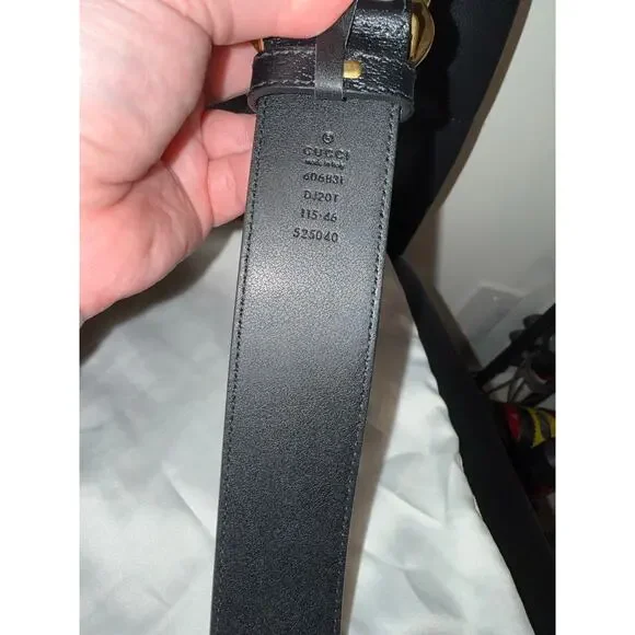 Gucci Double G - Thick Leather Black & Gold Belt size 115 - Picture 6 of 6